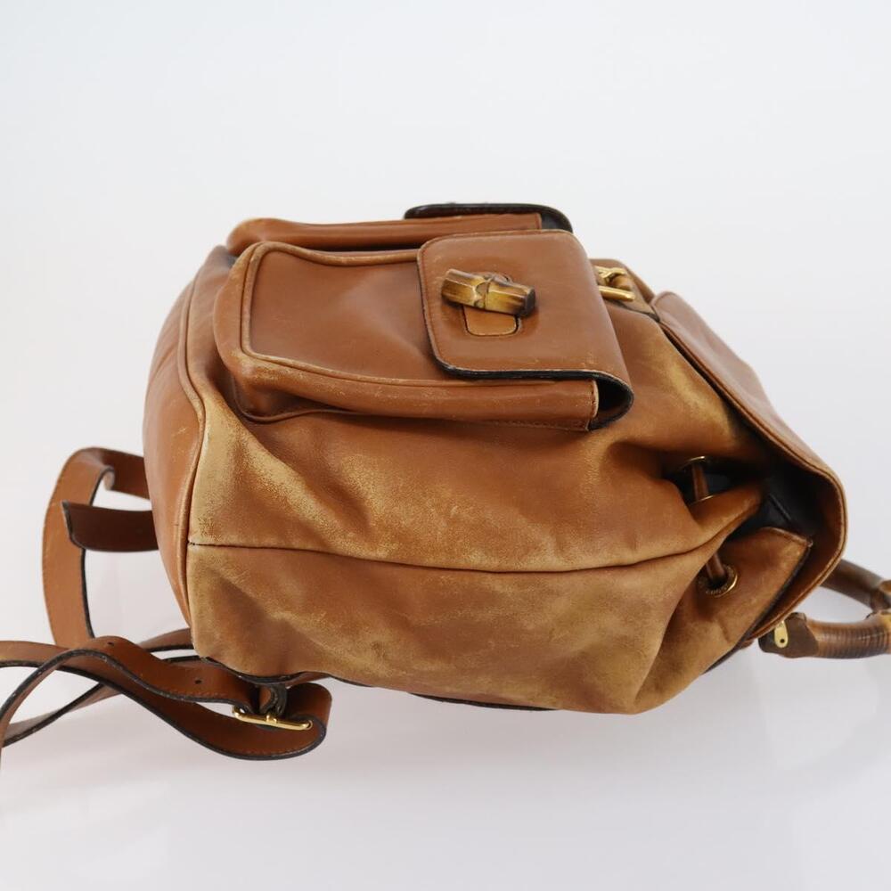 GUCCI Bamboo Backpack Leather Brown Gold 003 1998 0016 Auth 153308 - Picture 3 of 16